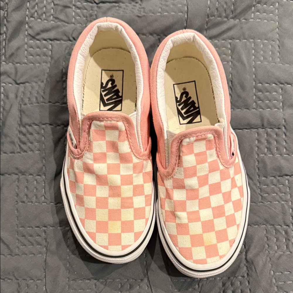 Vans Kids Pink and White Checkered Sneakers